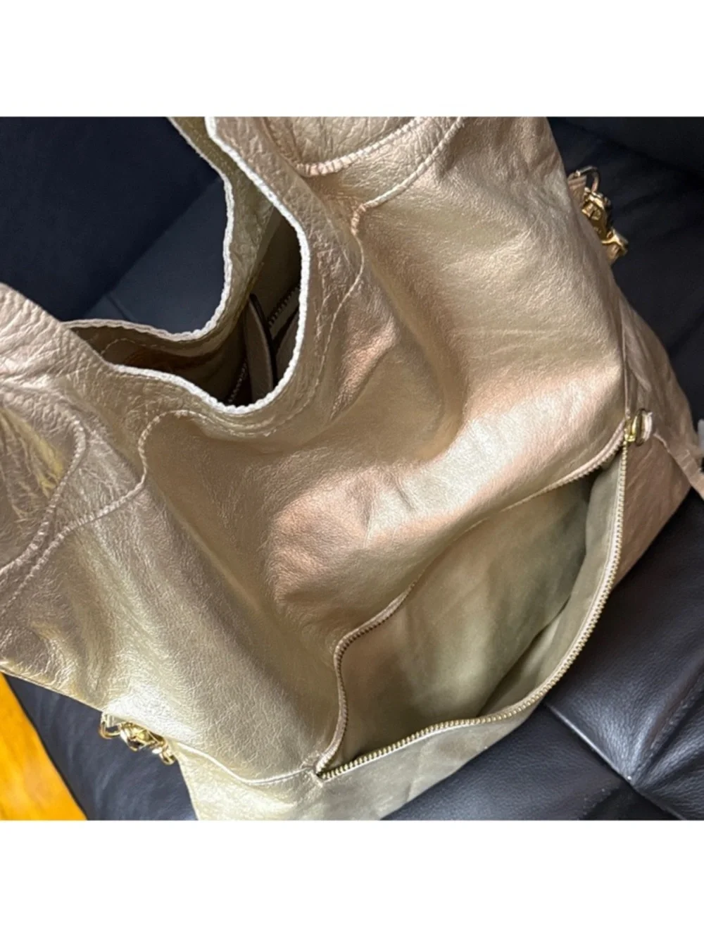 Foley + Corinna Metallic Gold Leather Shoulder Bag - Picture 10 of 15